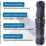 Suwar IP68 Su Geçirmez 2 Pin Kilitli Kablo Soketi (Erkek-Dişi Konnektör)