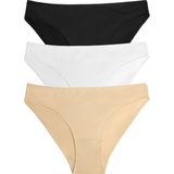 Suwen 3 Lü Paket Slip Külot - Siyah/Beyaz/Ten Rengi %95 Pamuk %5 Elastan Kadın İçin Rahat - XS