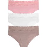 Suwen 3 Lü Pamuklu Brazilian Şort - Ekru/Vizon/Pembe