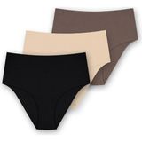 Suwen 3'lü Invisible Lazer Kesim Yüksek Bel Slip Külot - Siyah - Vizon - Ten