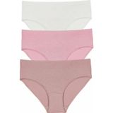 Suwen 3'lü Paket Yüksek Bel Slip Külot - Ekru - Vizon - Pembe M