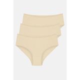 Suwen 3'lü Pamuklu Basic Yüksek Bel Slip Külot - Ten Rengi - XS