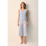 Suwen Betty Kapri Şort Pijama Takımı - Mavi - L
