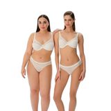 Suwen British Rose Celine Toparlayıcı Balconette Sütyen, Dantel Detaylı, Push Up, Balenli, Ekru, 100C