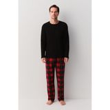 Suwen Carter Erkek Pijama Takımı - Kırmızı Ekose - 2XL