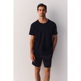 Suwen Casual Essentials Erkek T-Shirt Lacivert Renk Standart Kol Örme Kumaş M Beden