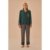 Suwen Cat Eye Gömlek Yaka Pijama Takımı - Desenli