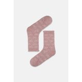 Suwen Chenille Ribbon Soket Çorap - Standart - Pembe