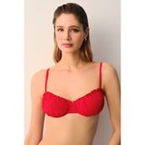 Suwen Chris Fırfırlı Straplez Bikini Üst - 36 - Kırmızı