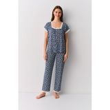 Suwen Clara Gömlek Yaka Pijama Takımı - Denim