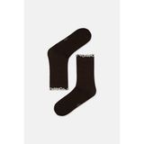 Suwen Elegant Fırfırlı Soket Çorap - Standart - Kahverengi