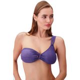 Suwen Elsa Tek Omuz Drapeli Parlak Bikini Üst