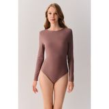 Suwen Fine Rib Modal Ribanalı Body - Kahverengi