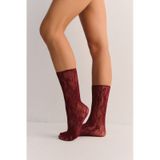 Suwen Fishnet Dantelli Soket Çorap Sc3052020 Bordo
