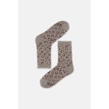 SUWEN Fluffy Leopar Desenli Soket Çorap