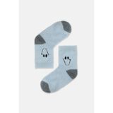 Suwen Fluffy Smile Midi Soket Çorap - Standart - Mavi