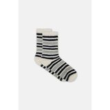 Suwen Fluffy Stripe Soket Çorap - Standart - Ekru - Siyah
