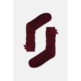 Suwen Fluffy Velvet Ribbon Soket Çorap - Standart - Bordo