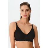 Suwen Invisible Soft Dantelli Lazer Kesim Balensiz Sütyen - 2XL - Siyah