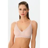 Suwen Invisible Soft Dantelli Lazer Kesim Balensiz Sütyen - XL - Pudra Pembe