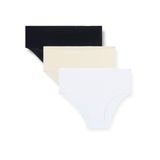 Suwen Kadın 3 P Basic Coton High Waist Slip Külot, Çok Renkli (Blck/Wht/Skn 311), Na (Üretici Ölçüsü: Xl)