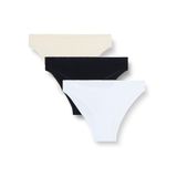 Suwen Kadın 3 P Basic Coton Slip Külot, Çok Renkli (Blck/Wht/Skn 311), Na (Üretici Ölçüsü: S)