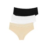 Suwen Kadın 3 P Cotton Brazilian Short Külot, Çok Renkli (Blck/Wht/Skn 311), Na (Üretici Ölçüsü: Xl)