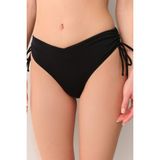 Suwen Kadın Siyah Yanı Büzgülü Bikini Alt Örme Kumaş ile Rahat Plaj Stili - 40