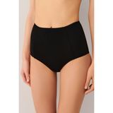 Suwen Kadın Yüksek Bel Pileli Bikini Alt Siyah Örme Kumaş ile Yaz Tatili Stili - 42