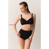 Suwen Kaplı Bantlı Korseli Toparlayıcı Bikini Üst - Siyah - 40