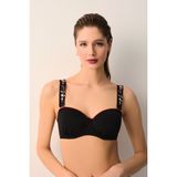 Suwen Karla Nakışlı Straplez Bikini Üst - 40 - Siyah