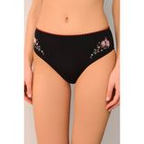 Suwen Karla Yüksek Bel Nakışlı Bikini Alt - 38 - Siyah