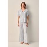 Suwen Lady Gömlek Yaka Pijama Takımı - Mavi - 2XL