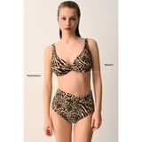 Suwen Lexa Önü Burgulu Balenli Toparlayıcı Bikini Üst - 42 - Leopar