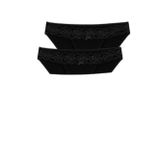 Suwen Lingerie Kadın 3'lü Dantel Detaylı Slip Külot, Siyah Beyaz, M Beden
