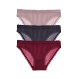 Suwen Lingerie Kadın 3'lü Dantelli Slip Külot, Siyah, XL