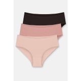 suwen lingerie Kadın 3'lü Paket Slip Külot, Yüksek Bel, Bej, L