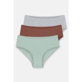 suwen lingerie Kadın 3'lü Paket Slip Külot, Yüksek Bel, Çok Renkli, M Beden