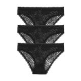 Suwen Lingerie Kadın Siyah Dantelli Slip Külot, 3'lü Paket, S Beden