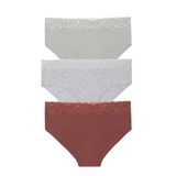 Suwen Lingerie Kadın Yüksek Bel Dantelli Slip Külot, 3'lü Paket, Çok Renkli, XL