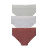 Suwen Lingerie Kadın Yüksek Bel Dantelli Slip Külot, 3'lü Paket, Çok Renkli, XS