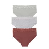 Suwen Lingerie Kadın Yüksek Bel Slip Külot, 3'lü Paket, Dantel Detaylı, Çok Renkli, M Beden