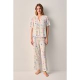 Suwen Magnolia Gömlek Yaka Pijama Takımı - Ekru - XL