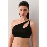 Suwen Noir Tek Omuz Detaylı Bralet Bikini Üst - Siyah - 36