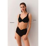 Suwen Önü Burgulu Balenli Toparlayıcı Bikini Üst - 42 - Siyah