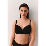 Suwen Önü Burgulu Korseli Balenli Toparlayıcı Bikini Üst - Siyah - 40