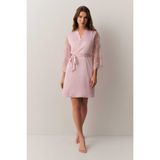 Suwen Pearl Dantelli Kısa Sabahlık - XL - Pembe