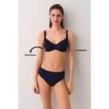 Suwen Pipe Balenli Toparlayıcı Aksesuarlı Bikini Üst - Lacivert - 40