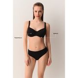 Suwen Pipe Biyeli Balenli Toparlayıcı Bikini Üst - 40 - Siyah