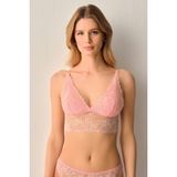 Suwen Powder Dantelli Bralet Sütyen Kadınlar İçin Pembe Renk Örme Kumaşla Gün Boyu Destek - Pembe